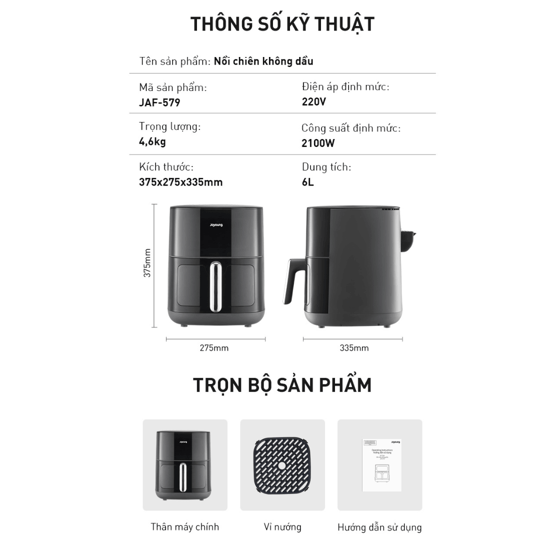 Nồi chiên không dầu cao cấp Joyoung JAF-579