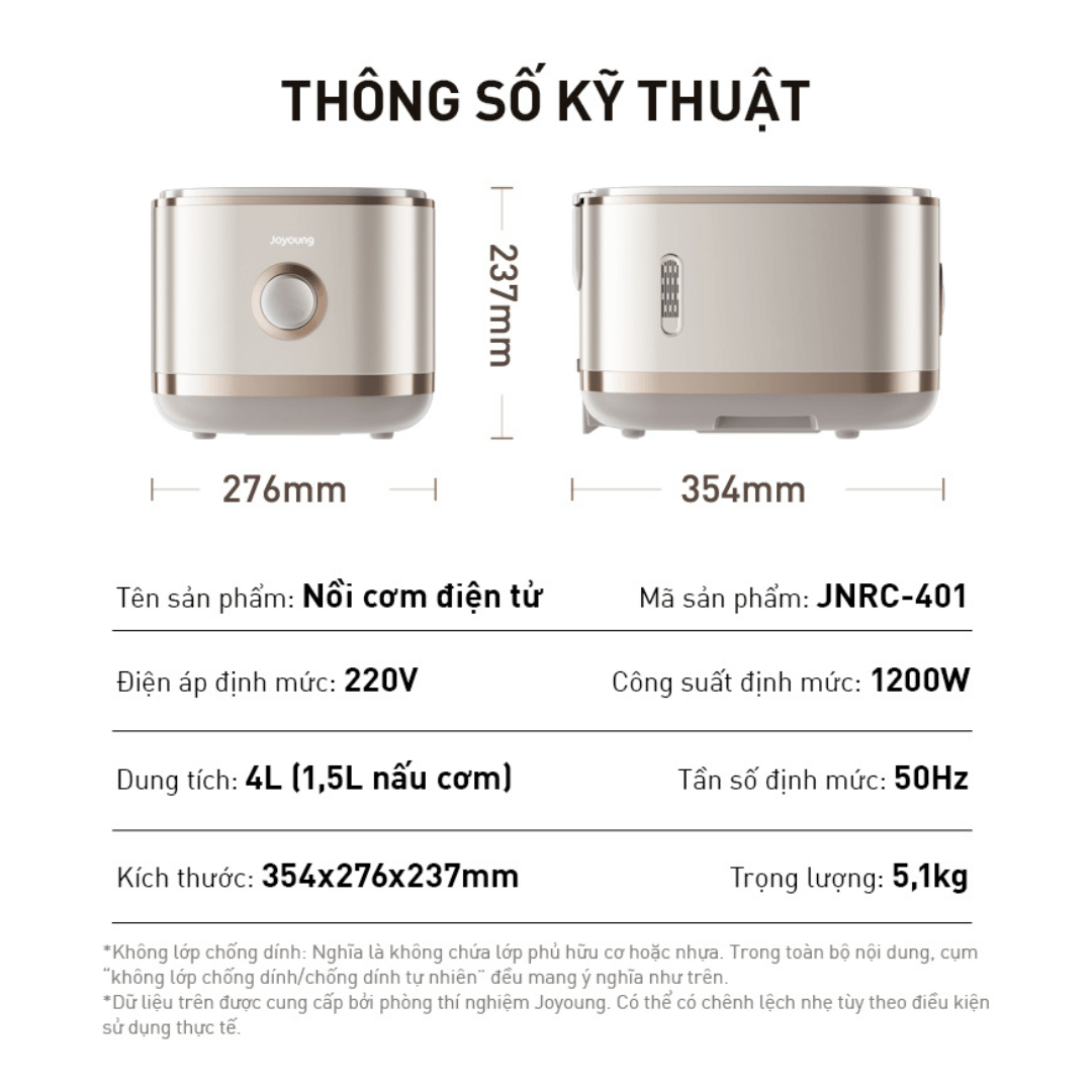 Nồi cơm điện cao tần chống dính tự nhiên Joyoung JNRC-401
