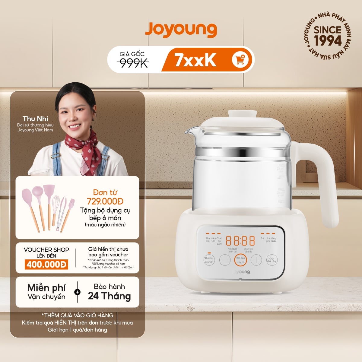 Máy đun nước pha sữa thông minh cho bé Joyoung JBM-530