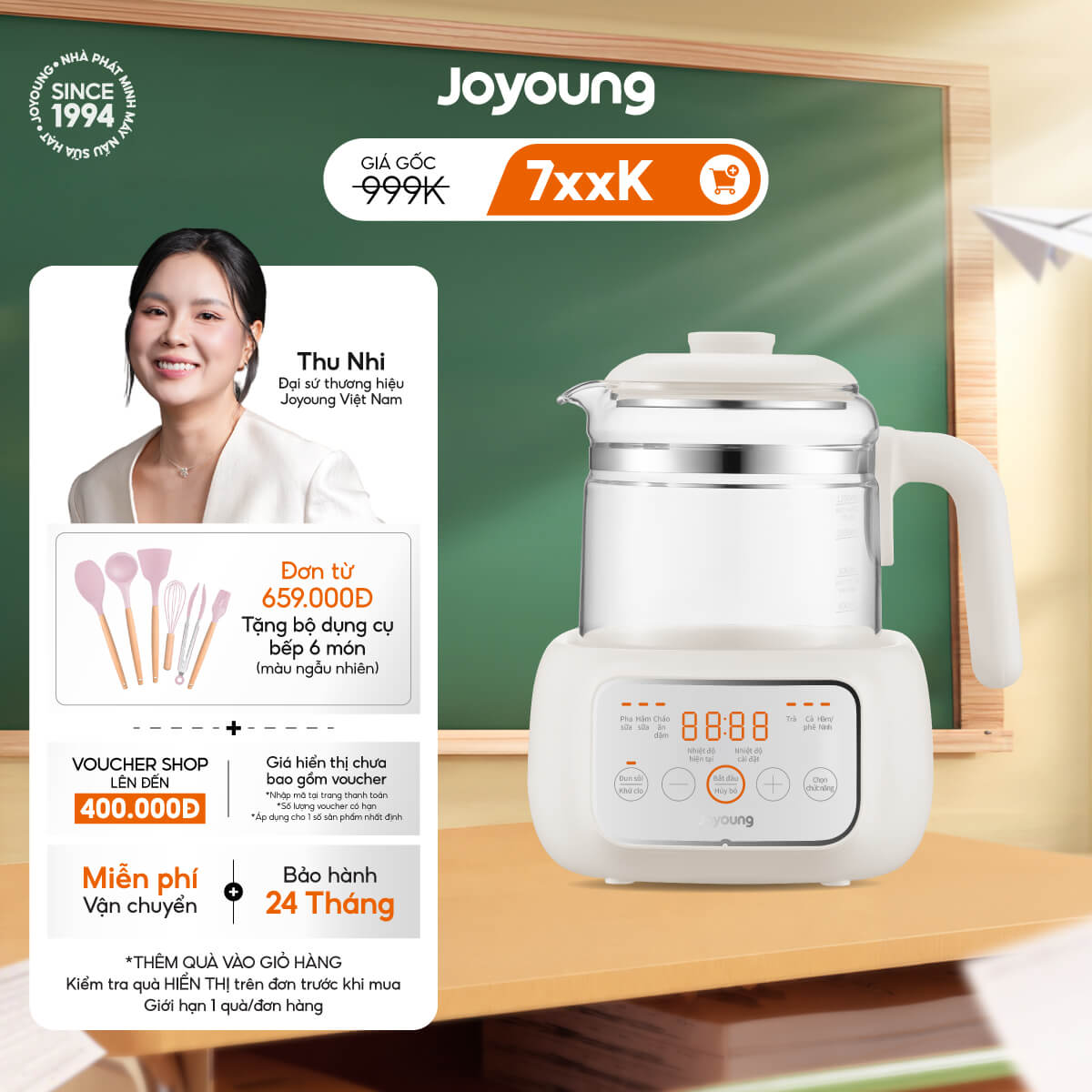 Máy đun nước pha sữa thông minh cho bé Joyoung JBM-530