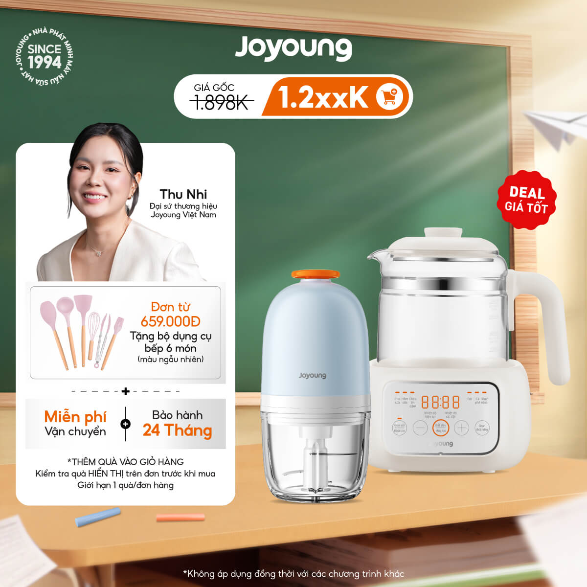 Combo Máy đun nước pha sữa thông minh cho bé Joyoung JBM-530 + Máy xay ăn dặm cho bé Joyoung JBFC-166