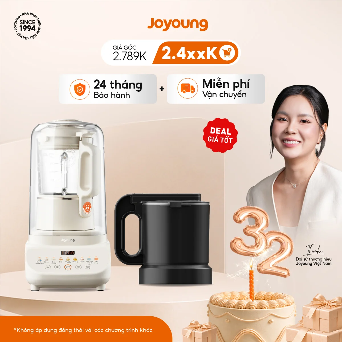 Combo Máy nấu sữa hạt JHSB-602 và Phụ kiện Cối xay khô chuyên dụng