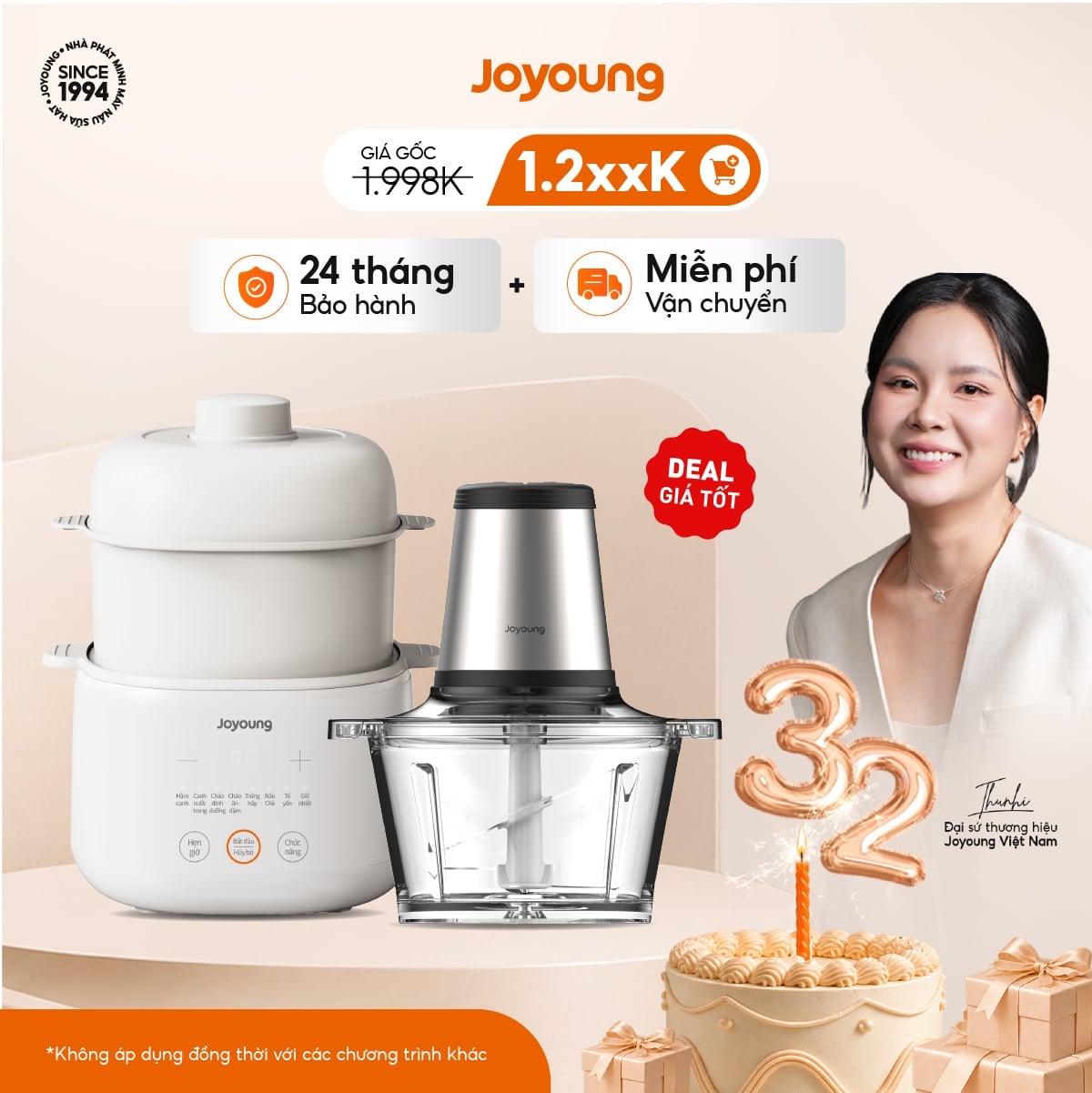 Combo Nồi nấu chậm Joyoung JSC-107 + Máy xay thịt đa năng Joyoung JFC-808