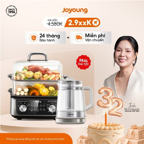 Combo Nồi lẩu hấp JFS-556 và Ấm pha trà đa năng JTM-196 chỉ có tại website Joyoung