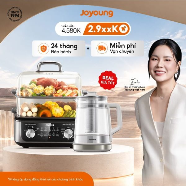 Combo Nồi lẩu hấp JFS-556 và Ấm pha trà đa năng JTM-196 chỉ có tại website Joyoung