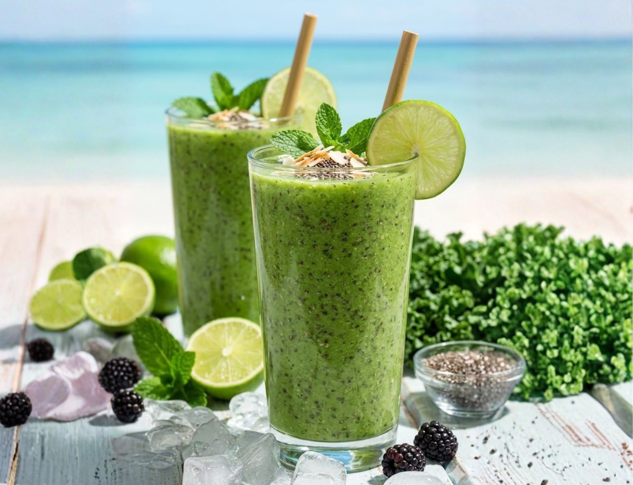 Sinh tố cải xoăn hạt chia