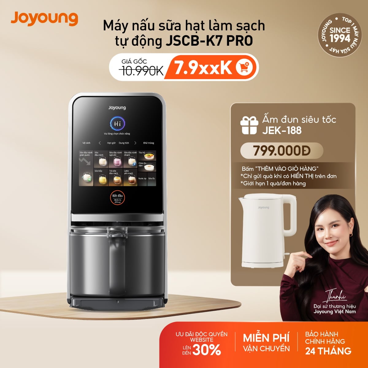 Máy nấu sữa hạt làm sạch tự động Joyoung JSCB-K7 PRO