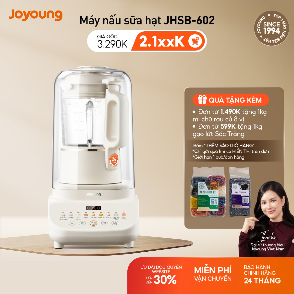 Máy nấu sữa hạt chống ồn Joyoung JHSB-602