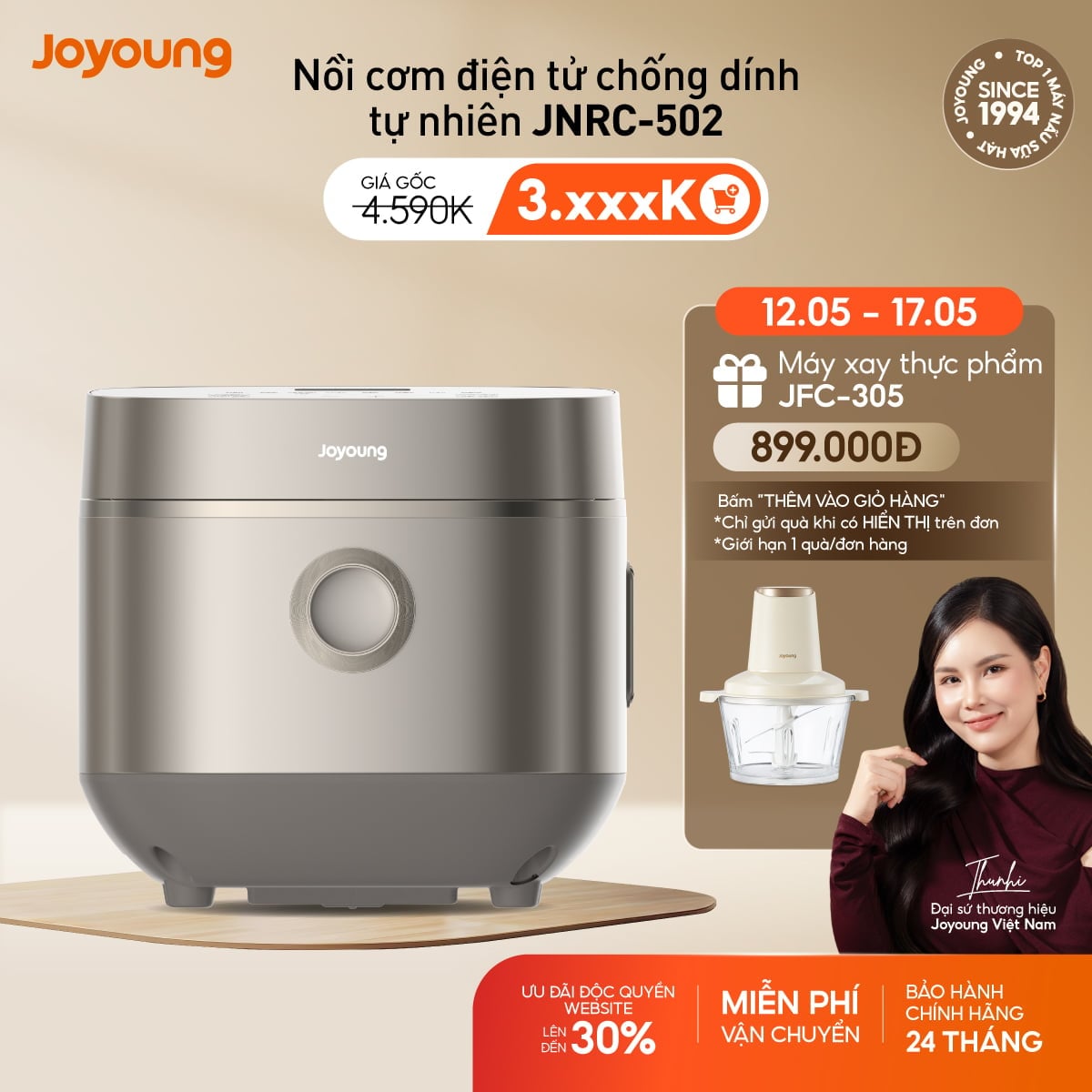 Nồi cơm điện tử chống dính tự nhiên Joyoung JNRC-502
