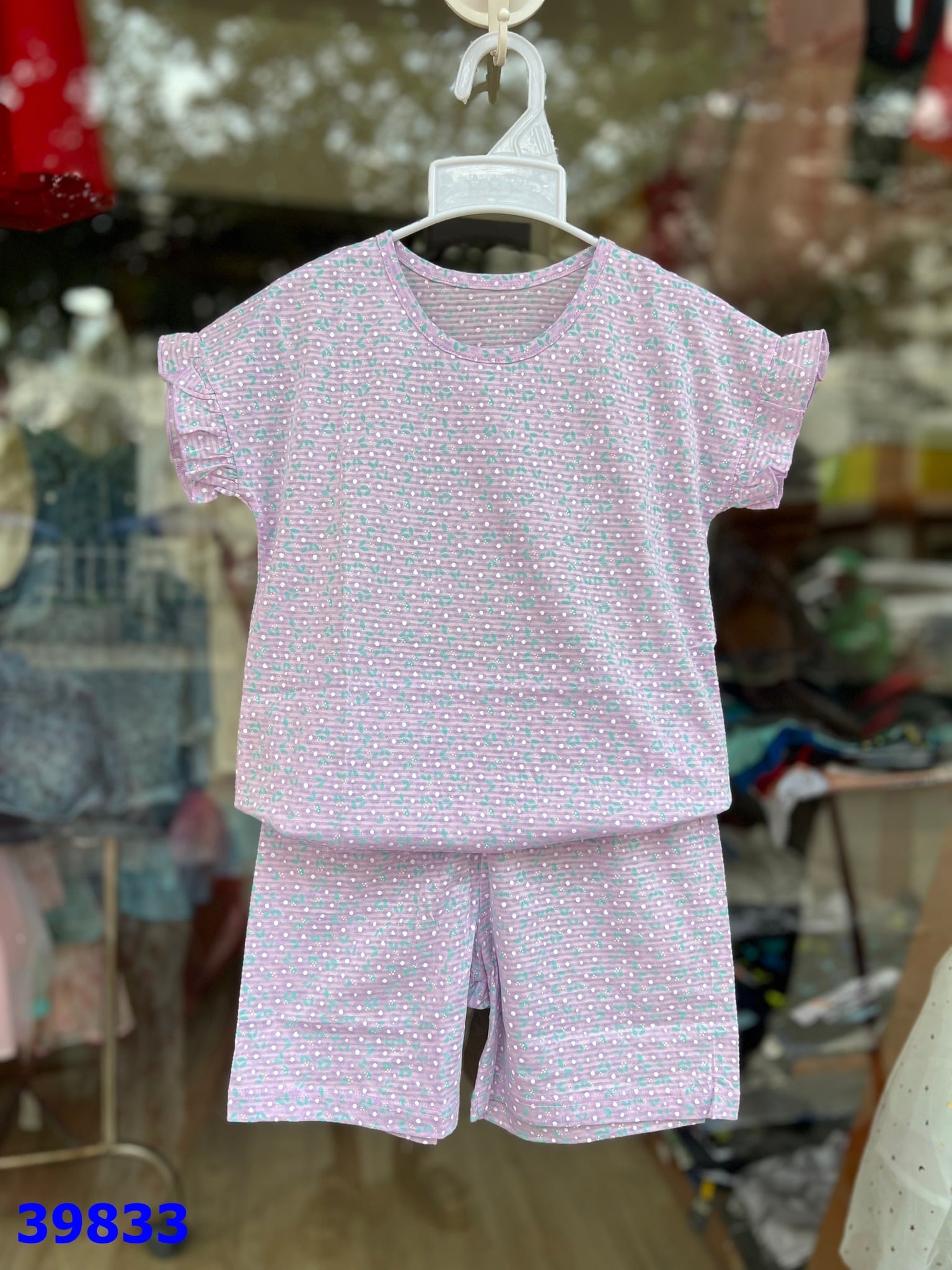 Bộ Chummy xuất Hàn tím in hoa - size 130