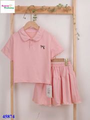 Sét váy NYY polo hồng thêu nơ