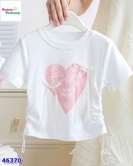 Áo trắng trái tim đính nơ