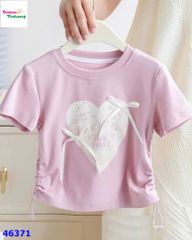 Áo hồng trái tim đính nơ