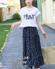 Set áo trắng, váy hoa