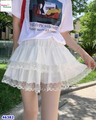 46382 - Chân váy tầng trắng ren nhung