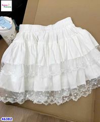 46382 - Chân váy tầng trắng ren nhung
