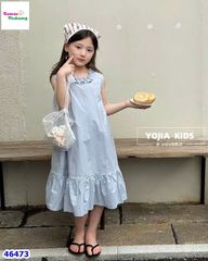 Đầm xanh cổ xếp ly