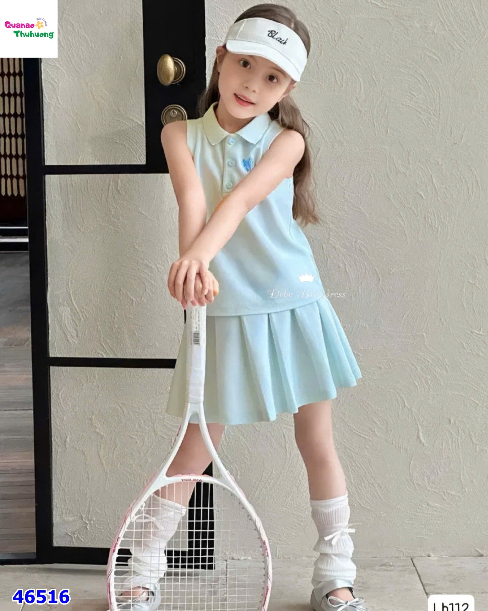 Set Polo Liebe xanh ngọc nơ