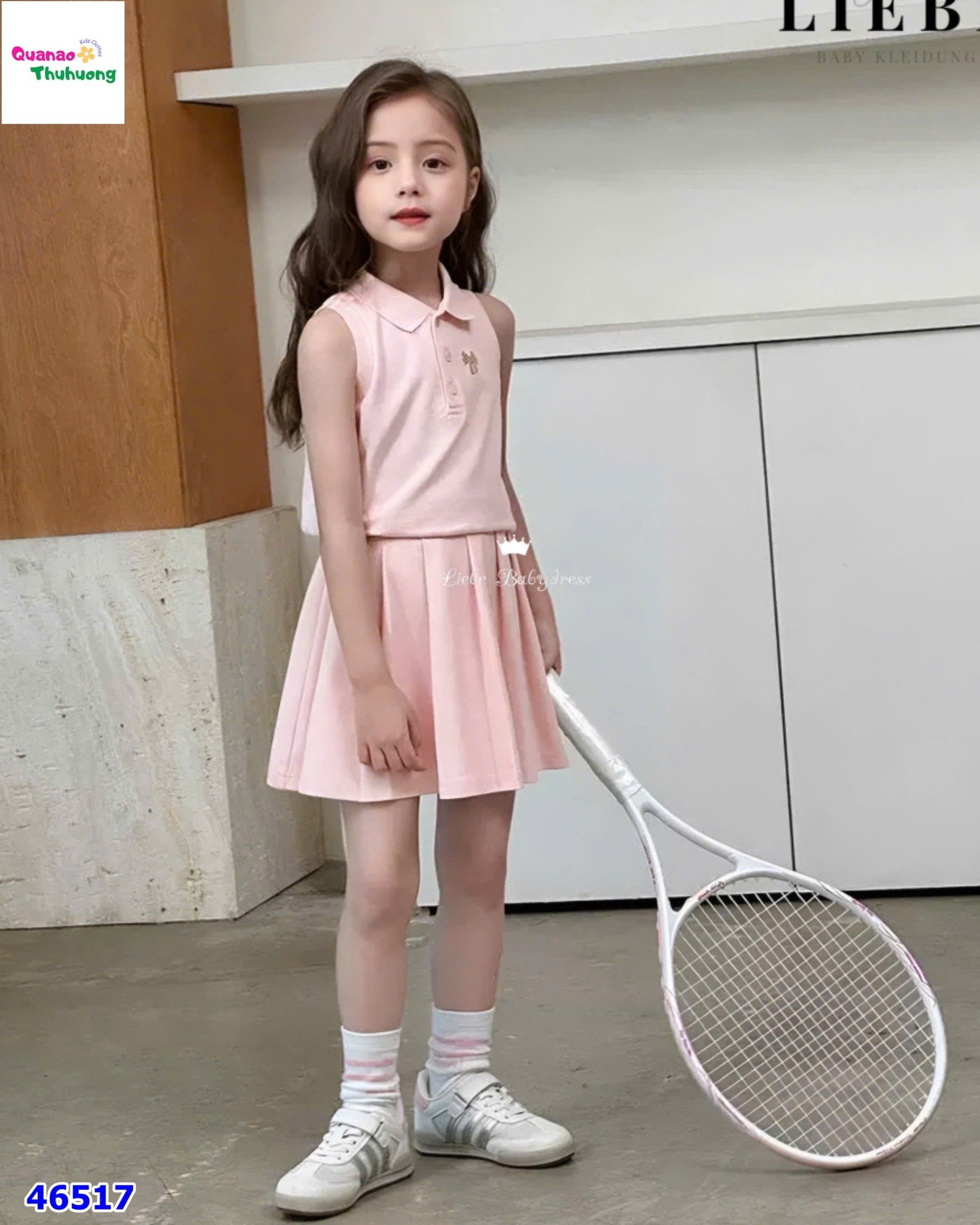 Set Polo Liebe hồng nơ