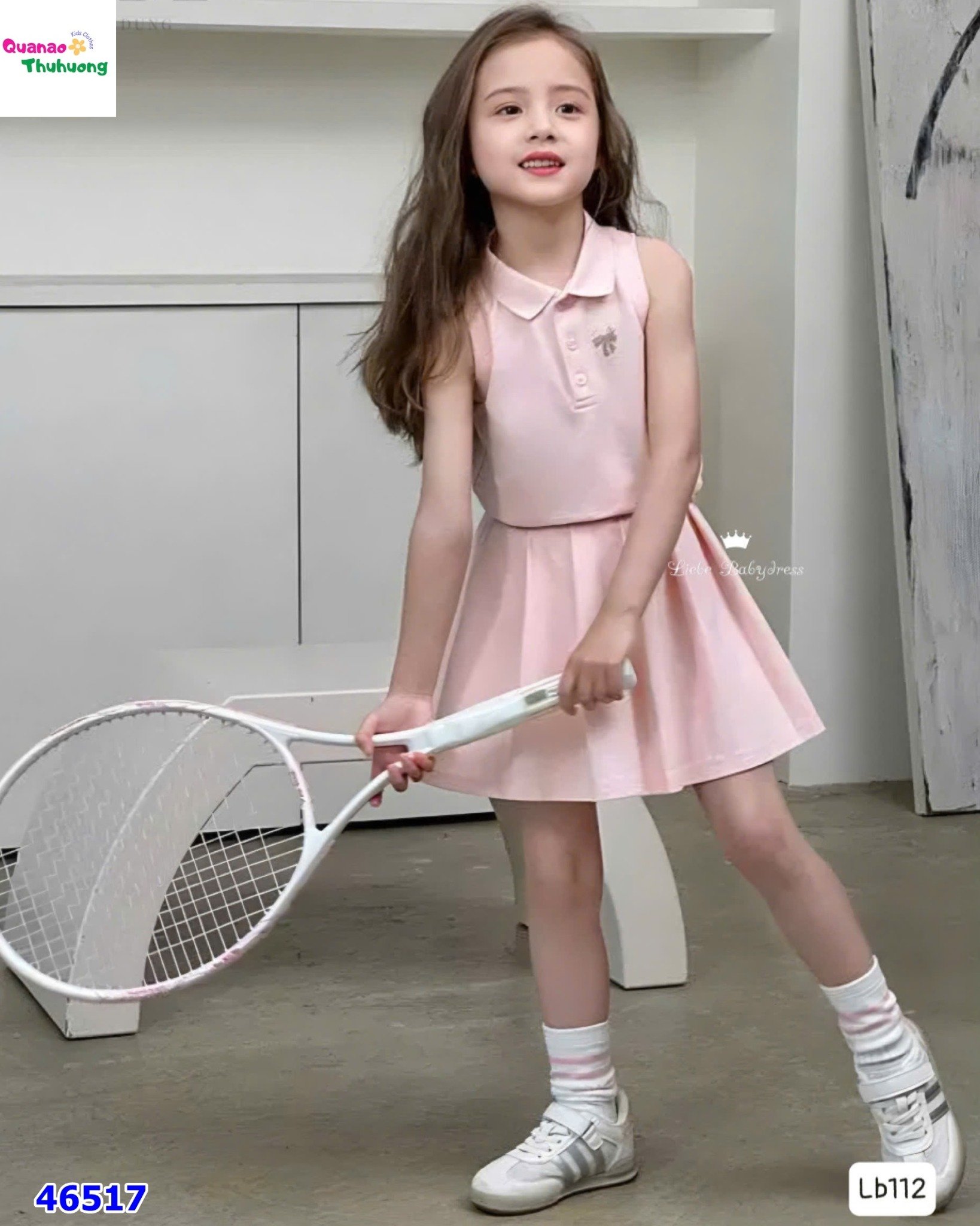 Set Polo Liebe hồng nơ
