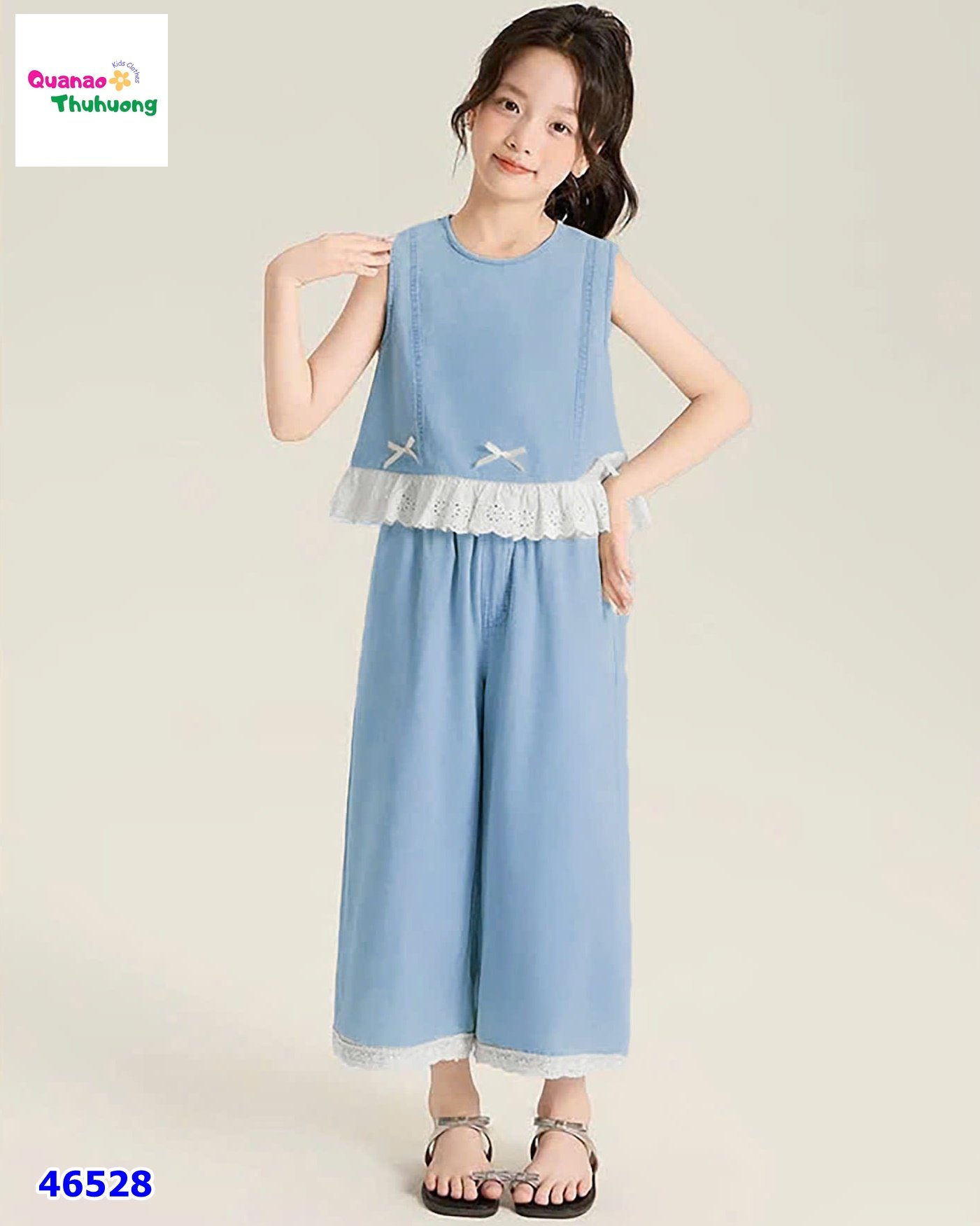 Set bộ Win xanh nhạt đính nơ