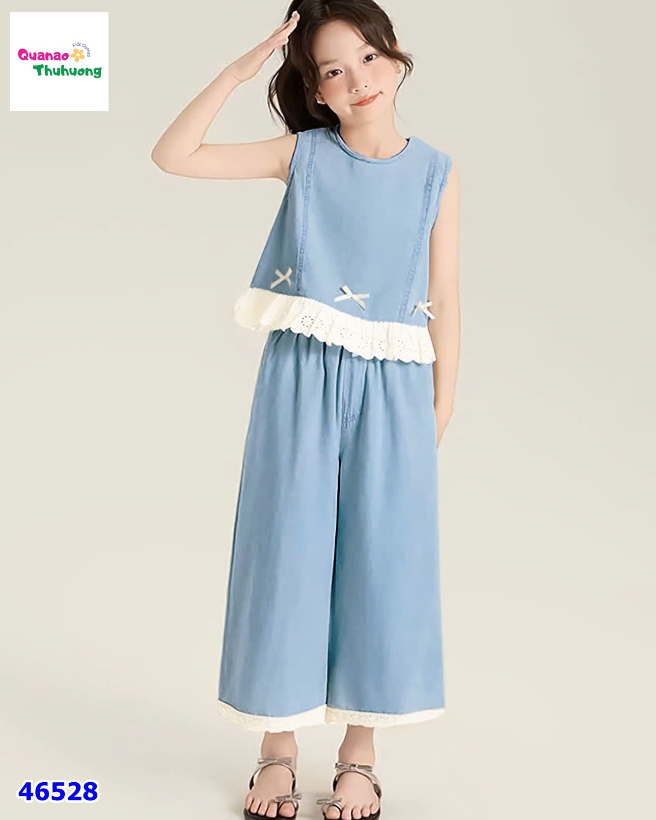 Set bộ Win xanh nhạt đính nơ