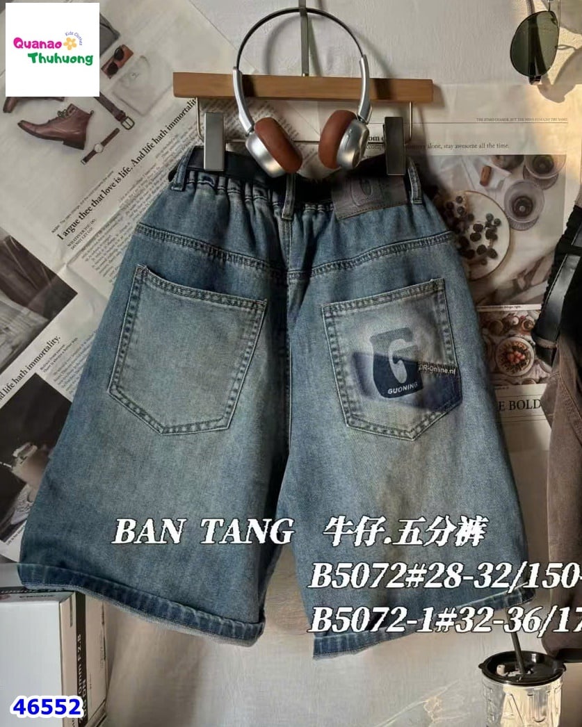 Quần short jean Bantang xanh túi Guoning