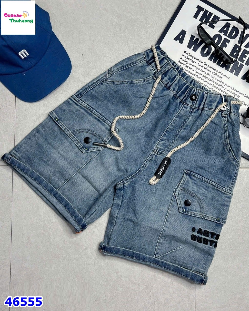 Quần short jean Bantang xanh Art