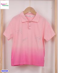 Áo Polo hồng loang đính nơ