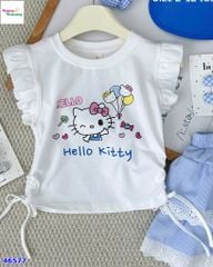 Set Miakid áo trắng Kitty, chân váy xanh