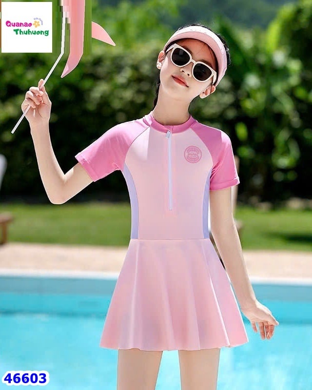 Váy bơi Ylike hồng loang xanh