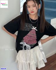 Áo đen bánh kem hồng