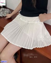 Chân váy xếp ly trắng kem đính nơ
