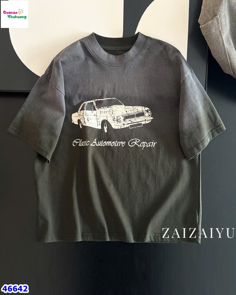 Áo thun xám oto vàng
