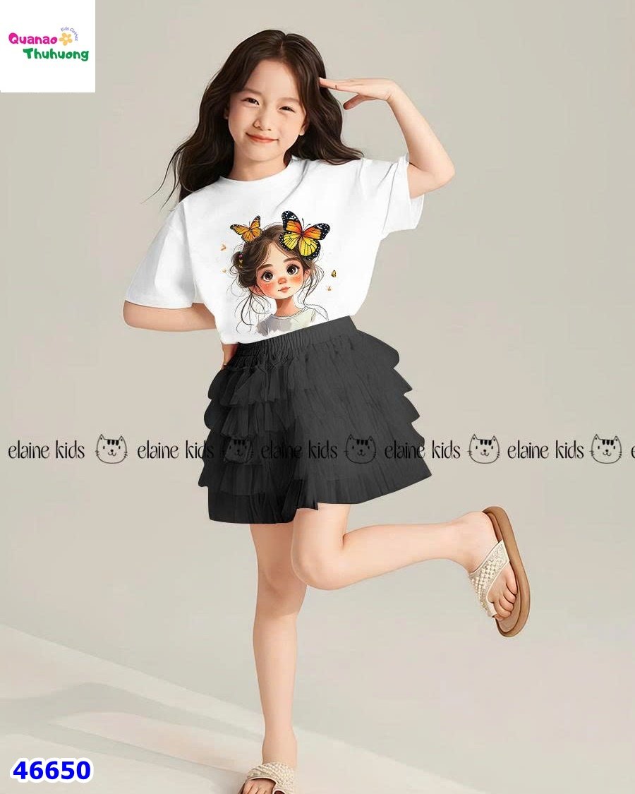 Set váy Elaine trắng cô gái Buterfly