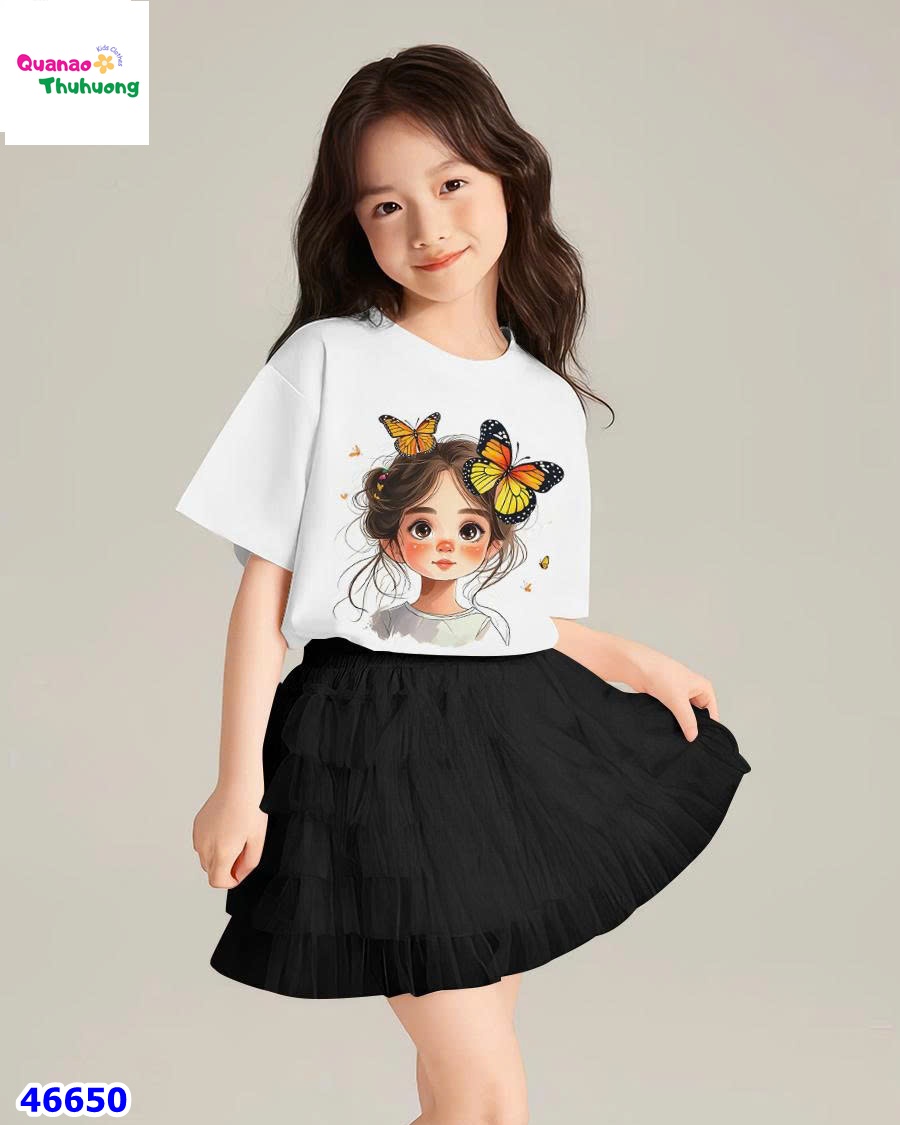 Set váy Elaine trắng cô gái Buterfly