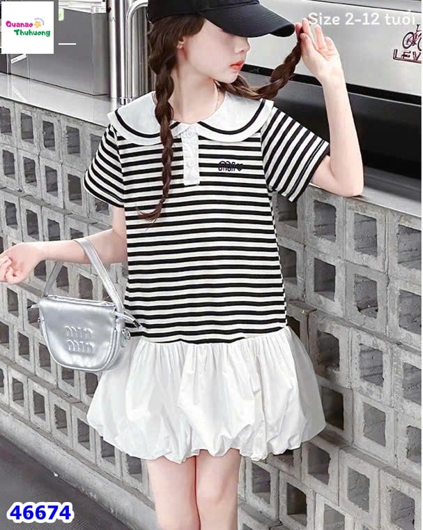 Đầm MiaKid sọc đen trắng