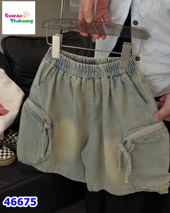 Quần short jean ColaIce  xanh loang