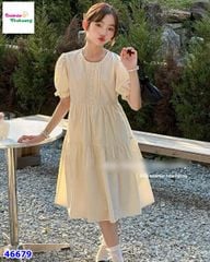 Đầm CTXXY kem dập hoa bèo viền