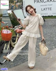 Set bộ kem viền ren, quần dài