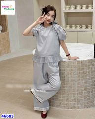 Set bộ xanh viền ren, quần dài