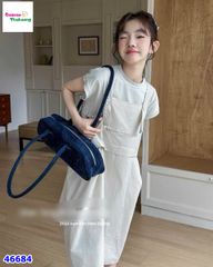 Set đầm yếm xám túi khoá kéo