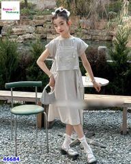 Set đầm yếm xám túi khoá kéo