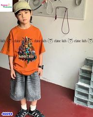 Bộ Elaine cam Minecraft, quần jean xám