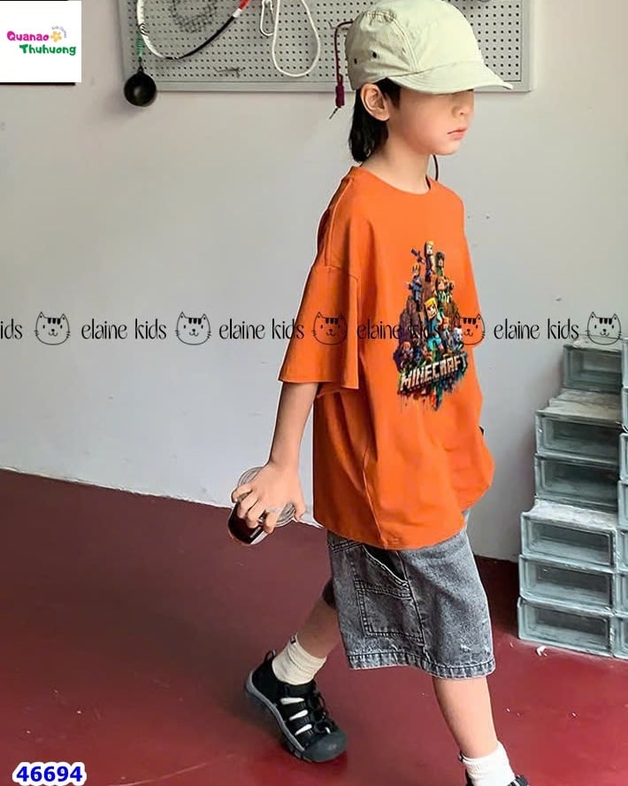 Bộ Elaine cam Minecraft, quần jean xám
