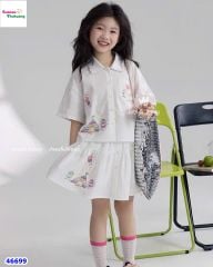 Set J&J váy áo sơmi thêu hoa