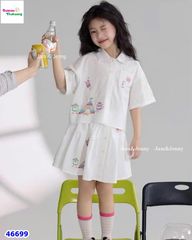 Set J&J váy áo sơmi thêu hoa