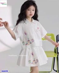 Set J&J váy áo sơmi thêu hoa