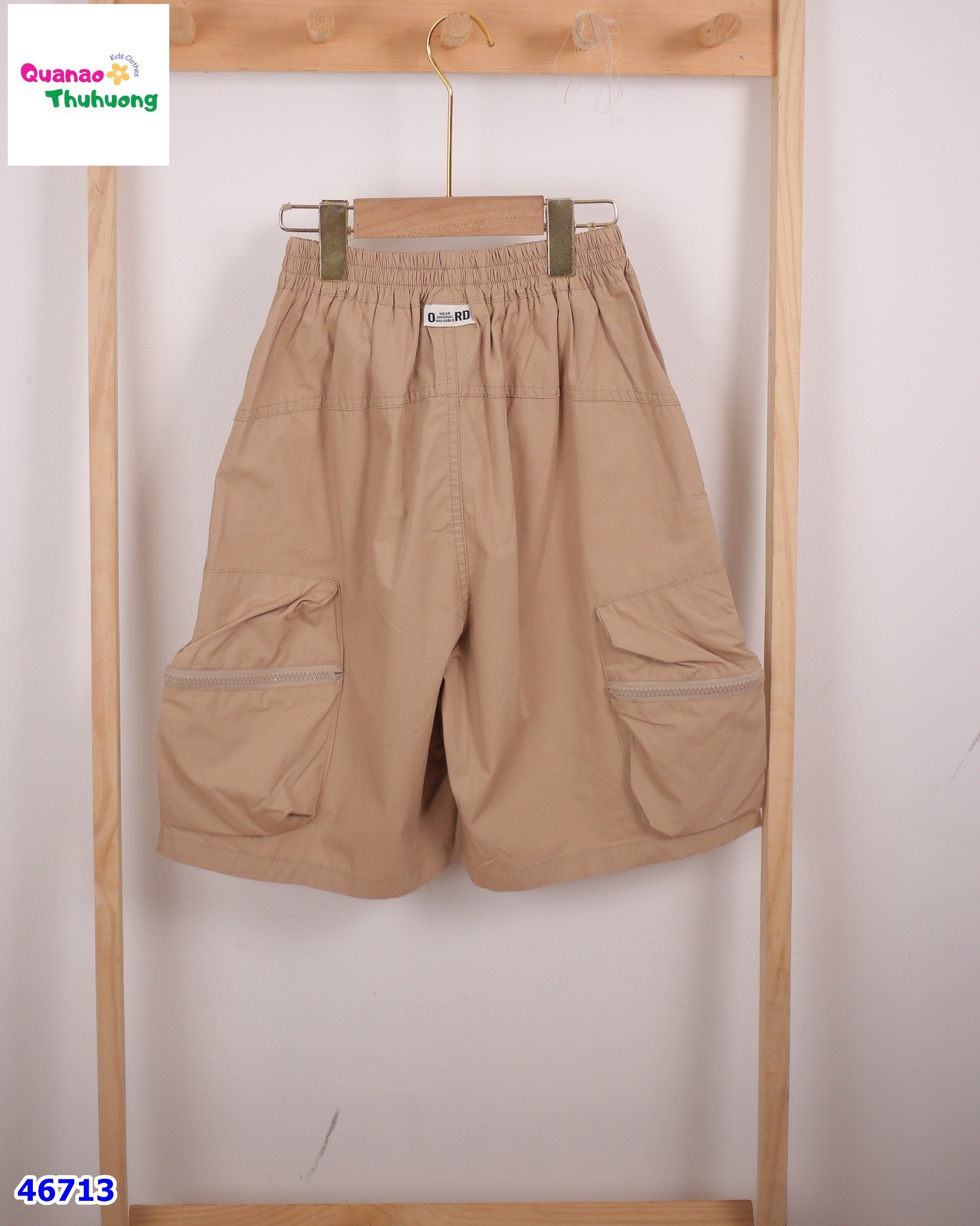 Quần short kaki nâu túi hộp
