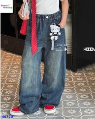 Quần Jean dài xanh Hello Kitty